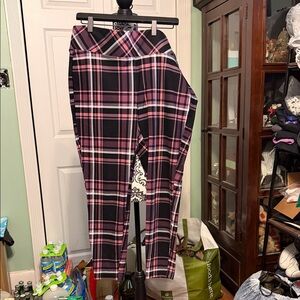 Torrid Pink and Black Plaid Pixie Leggings